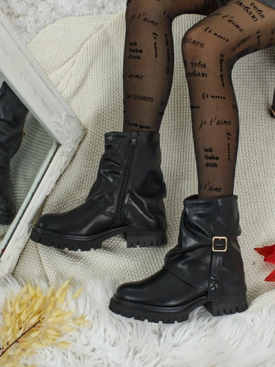 Vyšší dámské kotníkové boty z eko kůže Lunara