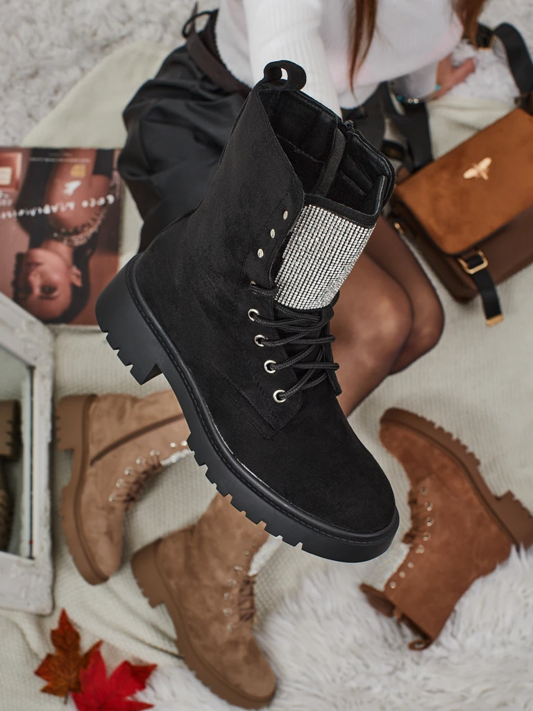 Eko semišové šněrovací dámské kotníkové boty Ferlyne