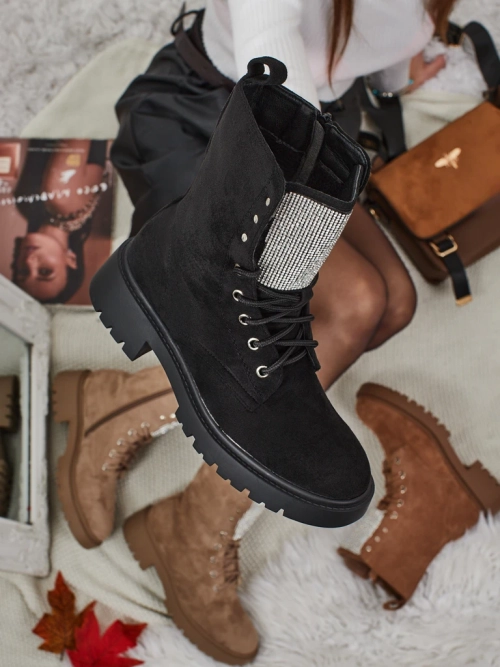 Еко замшеві шнуровані жіночі ботильйони Ferlyne