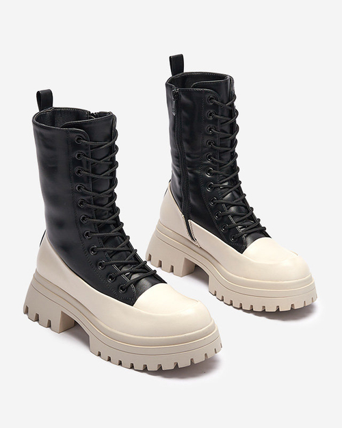 OUTLET Чорно-бежеві жіночі високі черевики-баггі Susker- Footwear