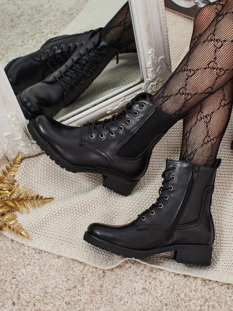 Eko kožené šněrovací dámské kotníkové boty Orlastea