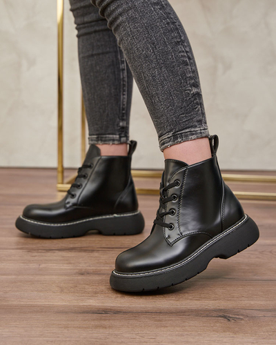 Royalfashion Bílé dámské šněrovací boty na pevné podrážce Terdi