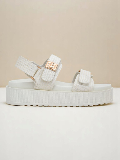 Royalfashion Kallisto – Bílé dámské sandály na platformě, ekologická kůže