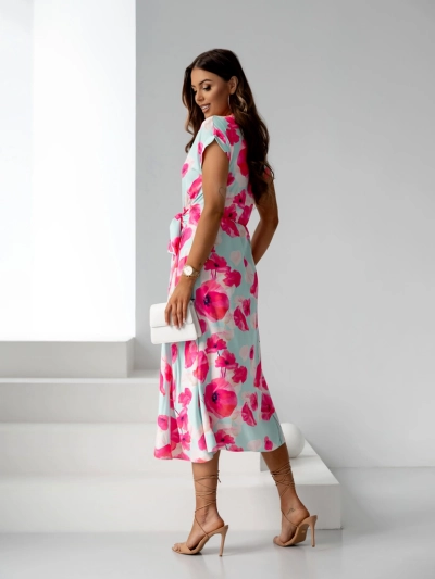 Royalfashion Жіноча міні-сукня з короткими рукавами, обгорнутим вирізом у весняних квітах