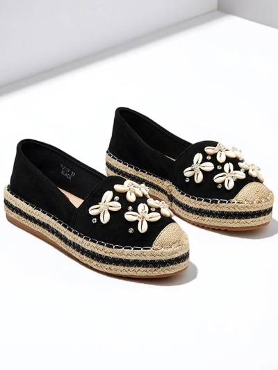 Černé dámské espadrilky na platformě s dekoracemi Izira - obuv