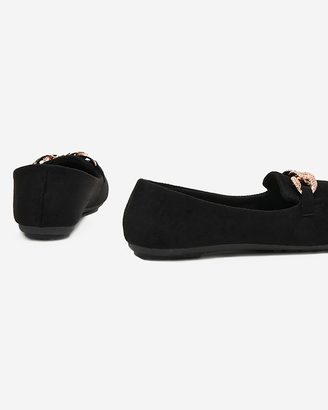 Černé dámské mokasíny z ekologického semiše s řetízkem Osylia - Boty