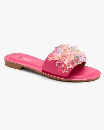 Royalfashion Fuchsiové dámské žabky s barevnými krystaly Bling Breeze