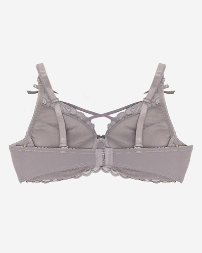 Бюстгальтер жіночий з мереживом сірого кольору - Білизна