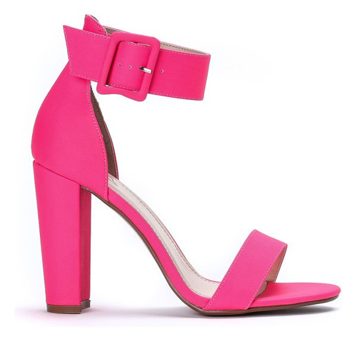 Różowe neonowe sandałki na słupku Katiea - Obuwie