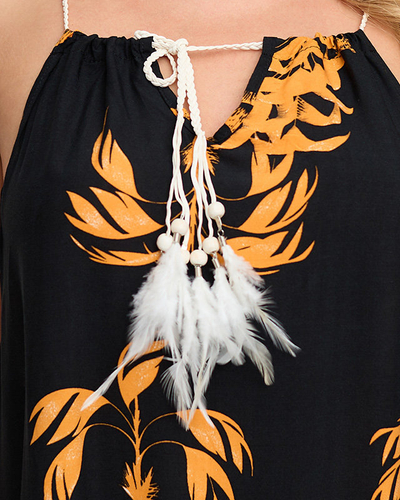 Жіноча чорна літня сукня з квітковими квітами - одяг