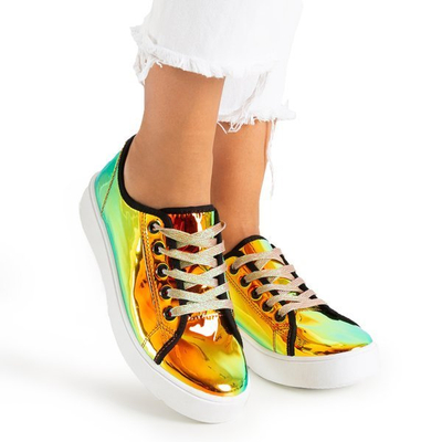 Золоті голографічні кросівки на платформі Vordena - Взуття
