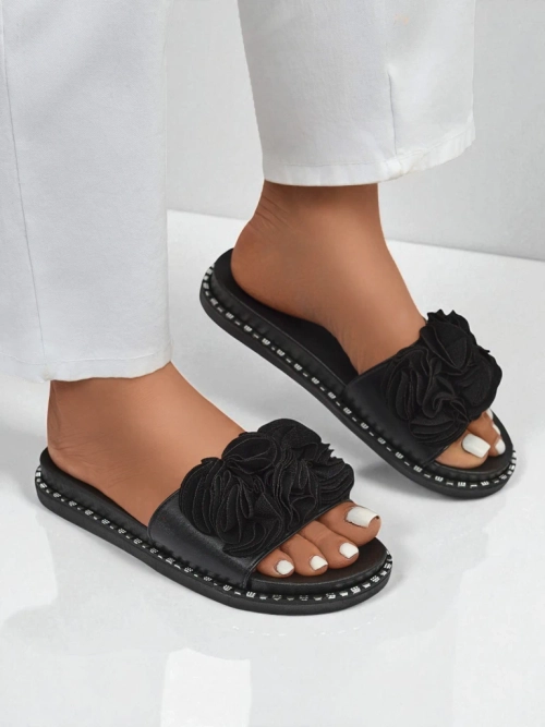 Royalfashion Жіночі шльопанці на плоскій підошві Flora Verde