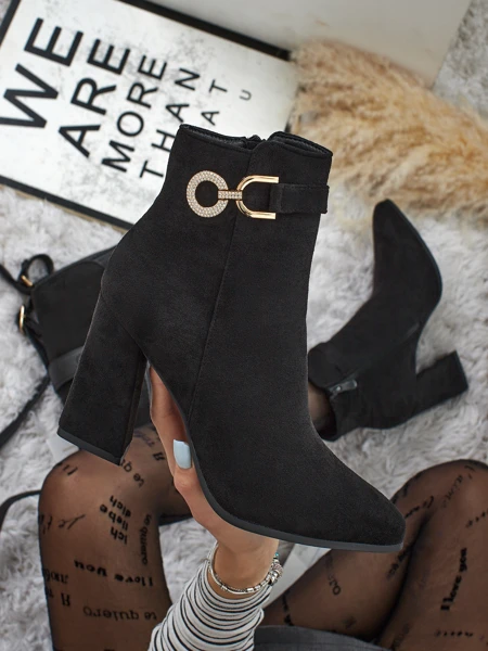 Dámské kotníkové boty eko semišové na sloupku Victi