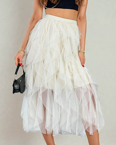 Royalfashion Жіноча двошарова спідниця міді