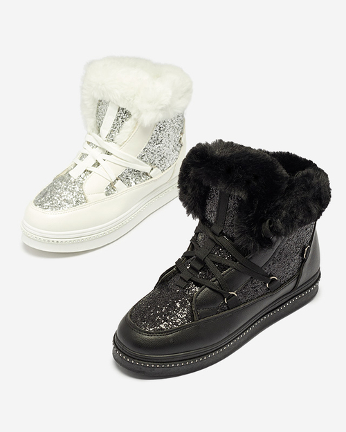 Жіночі білі черевики на шнурівці з паєтками Gesita - Взуття