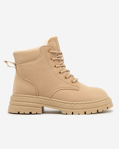 Royalfashion Světle hnědé dámské zateplené traperské boty Radoras