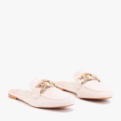 Krémové pantofle a'la mokasíny Gabbu- Shoes