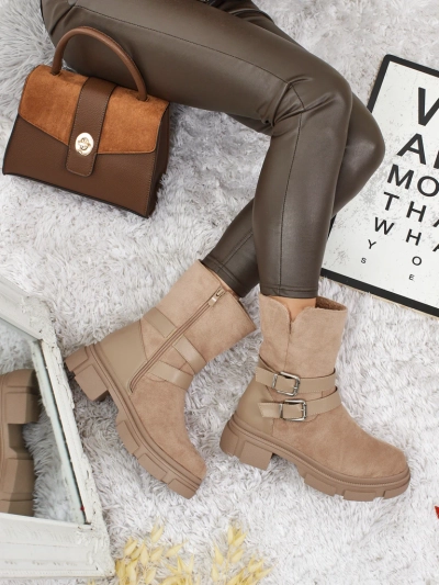 Vyšší dámské eko semišové kotníkové boty Callire