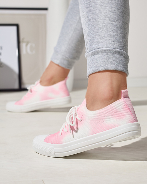 Жіночі біло-рожеві ребристі кросівки Manfer- Footwear