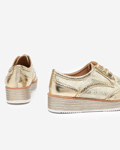 OUTLET Zlaté dámské boty s vložkami z hadí kůže Fin - Footwear