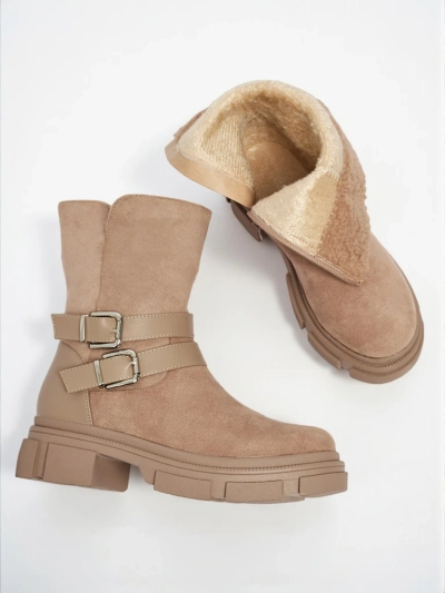 Vyšší dámské eko semišové kotníkové boty Callire