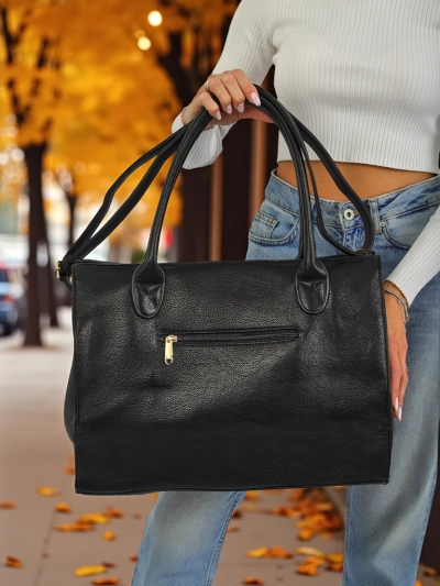 Dámská kabelka Aristea Nero černá ekologická kůže 41x31 elegantní