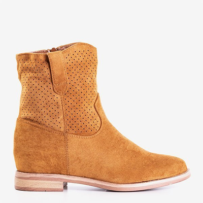 Hnědé kovbojské boty se zakrytým klínem Taize - Obuv