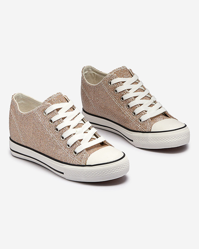 Zlaté dámské tenisky na skryté kotvě s lesklou nití Seggat- Obuv