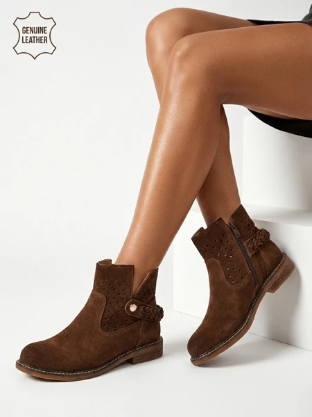 Ažurové dámské boty z přírodní kůže Unimi