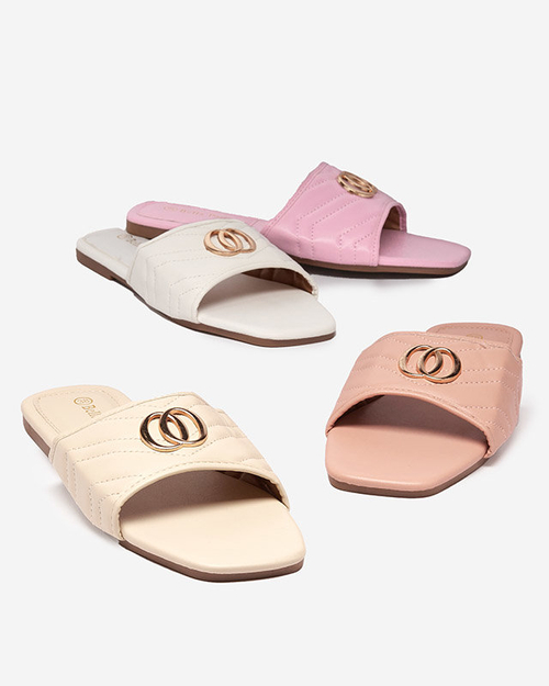 Жіночі фіолетові тапочки з екошкіри з золотим декором Daliso - Взуття