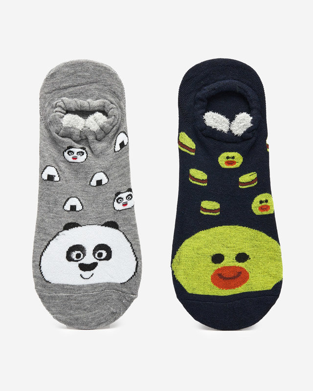 Námořnicky modré a šedé dámské ponožky s potiskem 2 / balení - Spodní prádlo