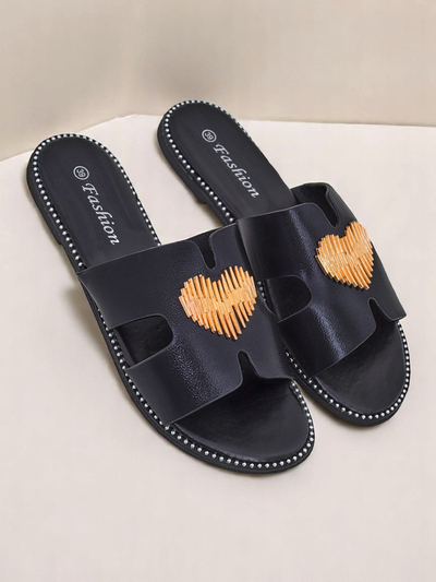 Royalfashion Dámské žabky na ploché podrážce Heart Chic