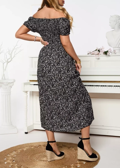 Vzorované černé dámské maxi šaty Oblečení