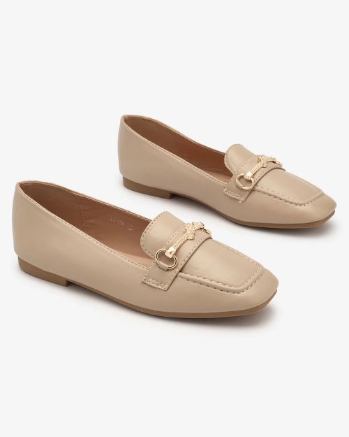 Royalfashion Світло-коричневі жіночі мокасини з золотим декором Olerika
