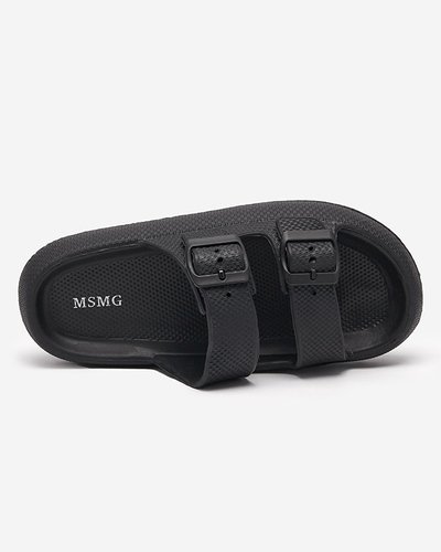 Dámské černé pantofle s přezkami Eckos - Obuv