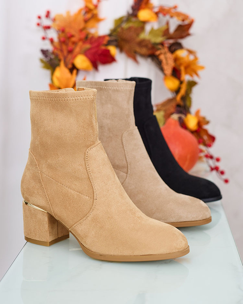 Royalfashion Світло-коричневі жіночі черевики на низькій шпильці Rejerra