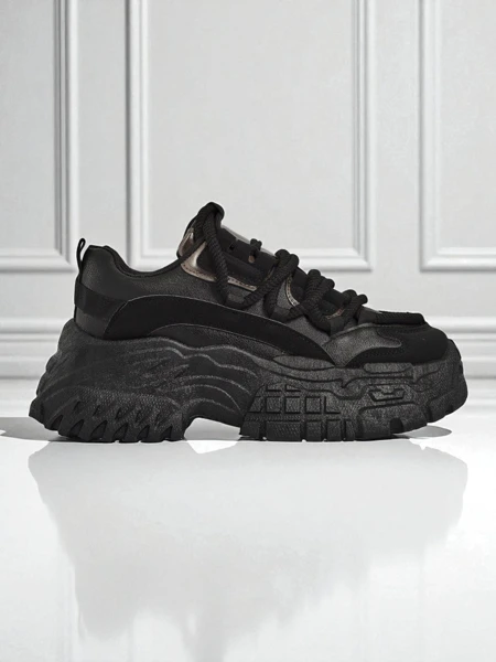 Aurelia Nero – Dámské Sneakers Chunky z Ekologické Kůže Černá 6,5 cm