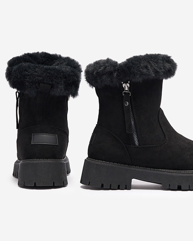Dámské černé kozačky z ekokůže s kožešinou Lertipa- Obuv