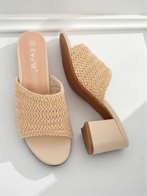 Royalfashion Klapki damskie na obcasie typu słupek Sole Bloom