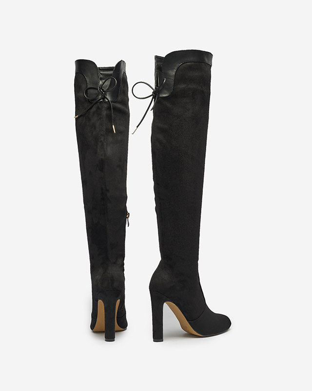 Černé dámské kozačky nad kolena Cenolli- Obuv