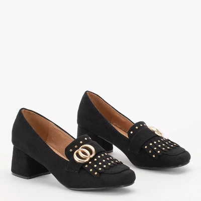 OUTLET Černé lodičky na sloupku s ozdobným svrškem Nell-shoes