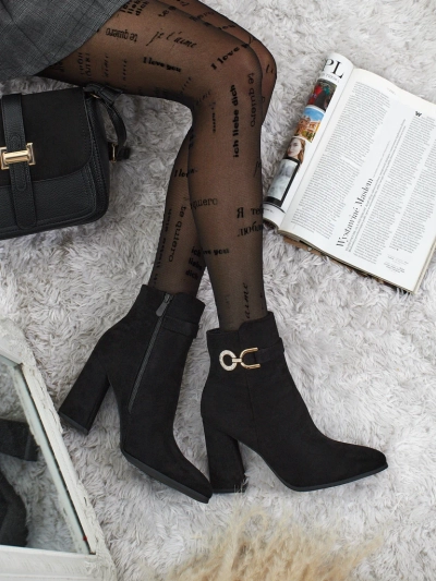 Dámské kotníkové boty eko semišové na sloupku Victi