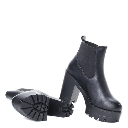 Czarne botki z eko-skóry - Obuwie