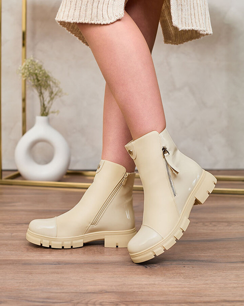 Royalfashion Béžové matné dámské kozačky Hedaheh