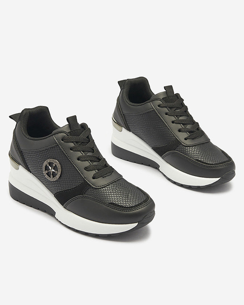 OUTLET Чорні жіночі спортивні кросівки на підборах Amiley- Footwear