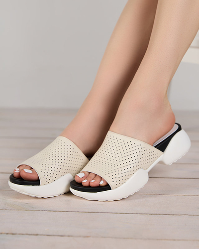 Béžové dámské pantofle Madacia - Obuv