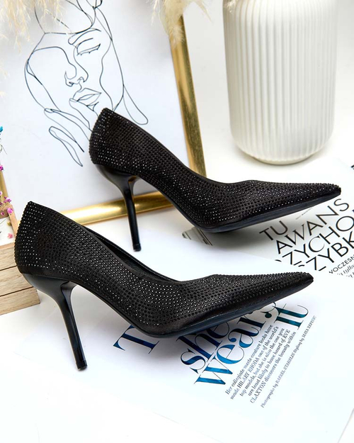 Royalfashion Жіночі туфлі-човники Ferconie на шпильці з цирконами