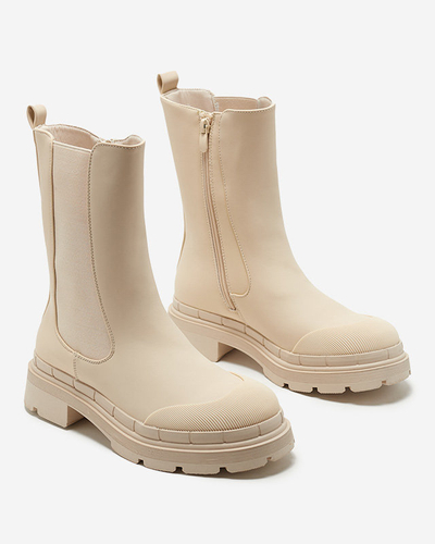 Бежеві матові жіночі високі черевики Namrid- Взуття