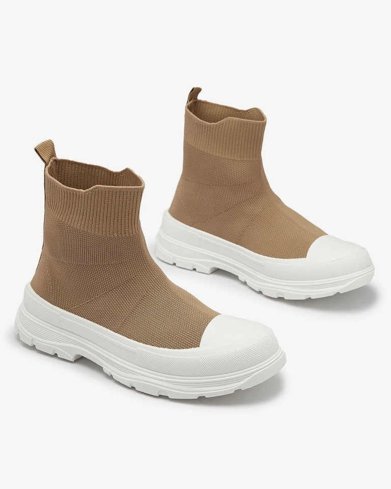 Světle hnědé dámské nazouvací vysoké sportovní boty a'la sneakers Vertiks - Obuv