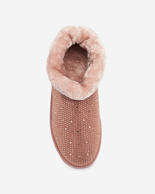 Темно-рожеві жіночі чоботи зі стразами Rudis